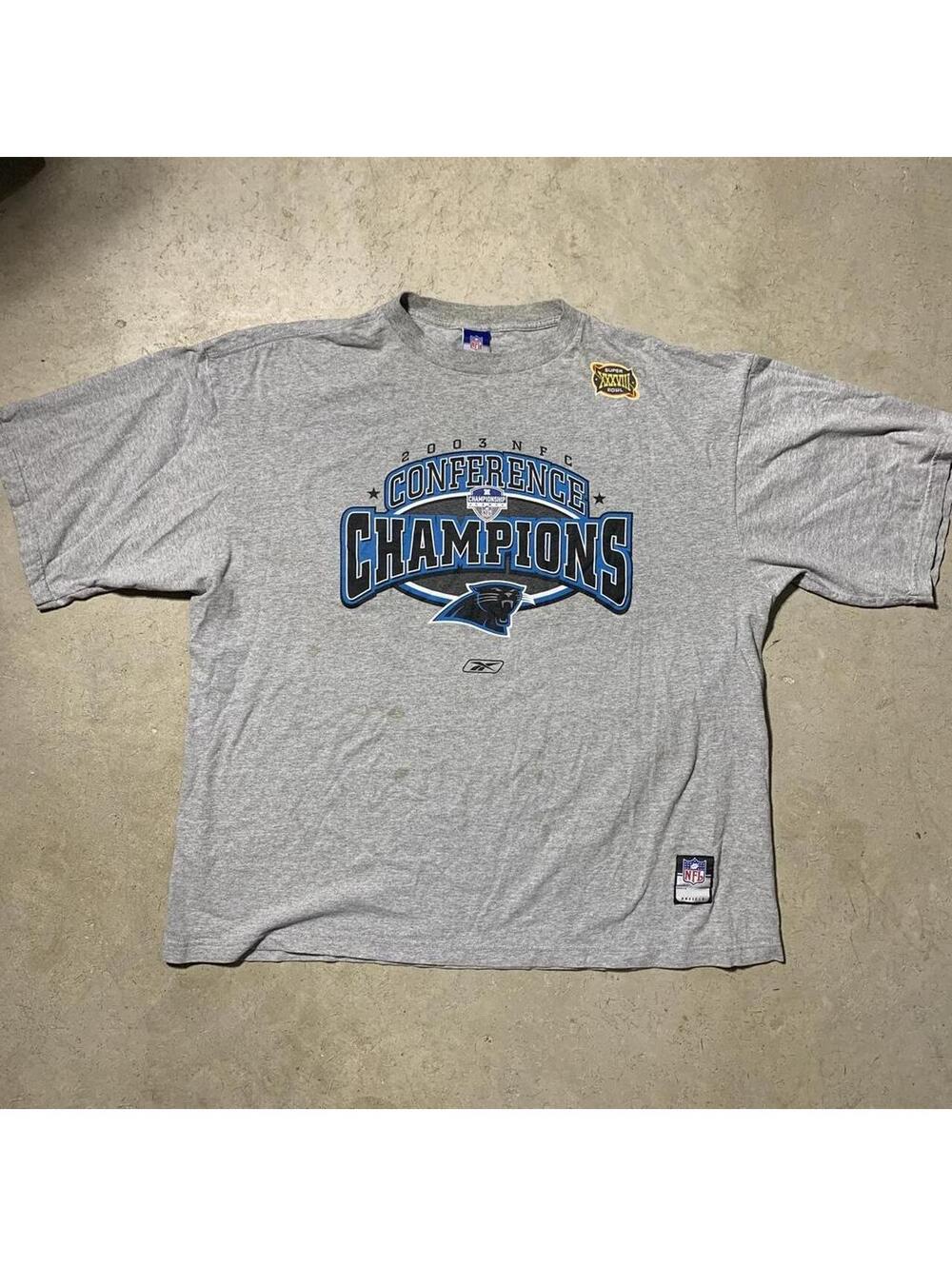 Vintage Y2K 2003 Carolina Panthers NFC Champions T Shirt Mens XL Reebok NFL